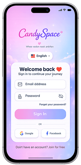 CandySpace sign-in screen displayed on a mobile phone